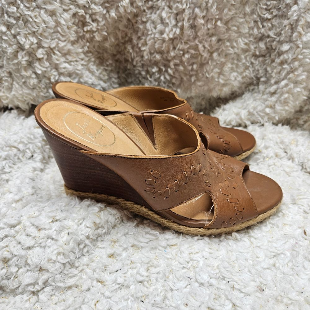 Jack Rogers Sophia Tan‎ Leather Wedge Sandals size 8